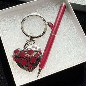 Coach Locket Heart Key Holder with Coach Mini Pen